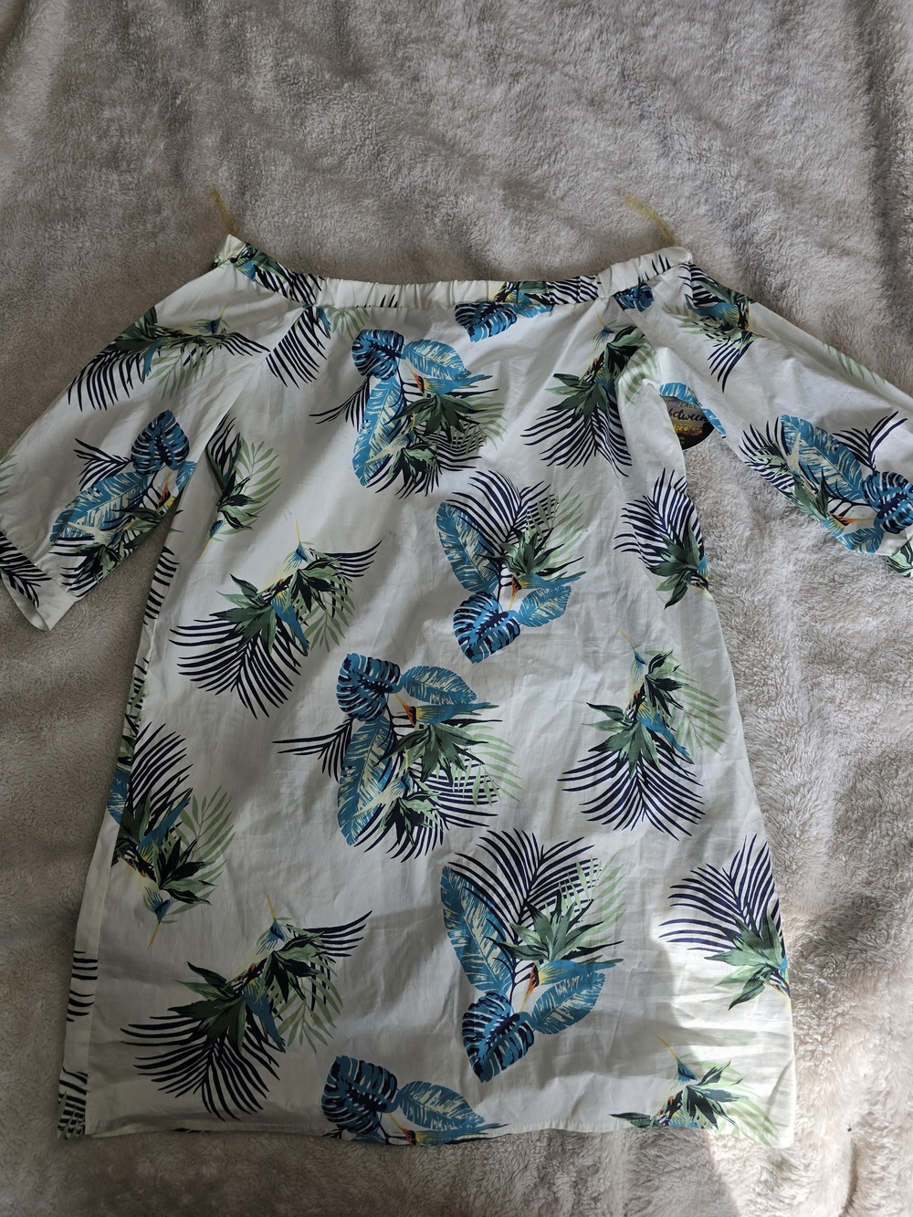 White Palm Leaves Dress NWT